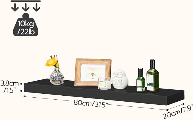 HOOBRO Floating Shelves for Wall, Wall Mounted Shelf Set of 2, 31.5