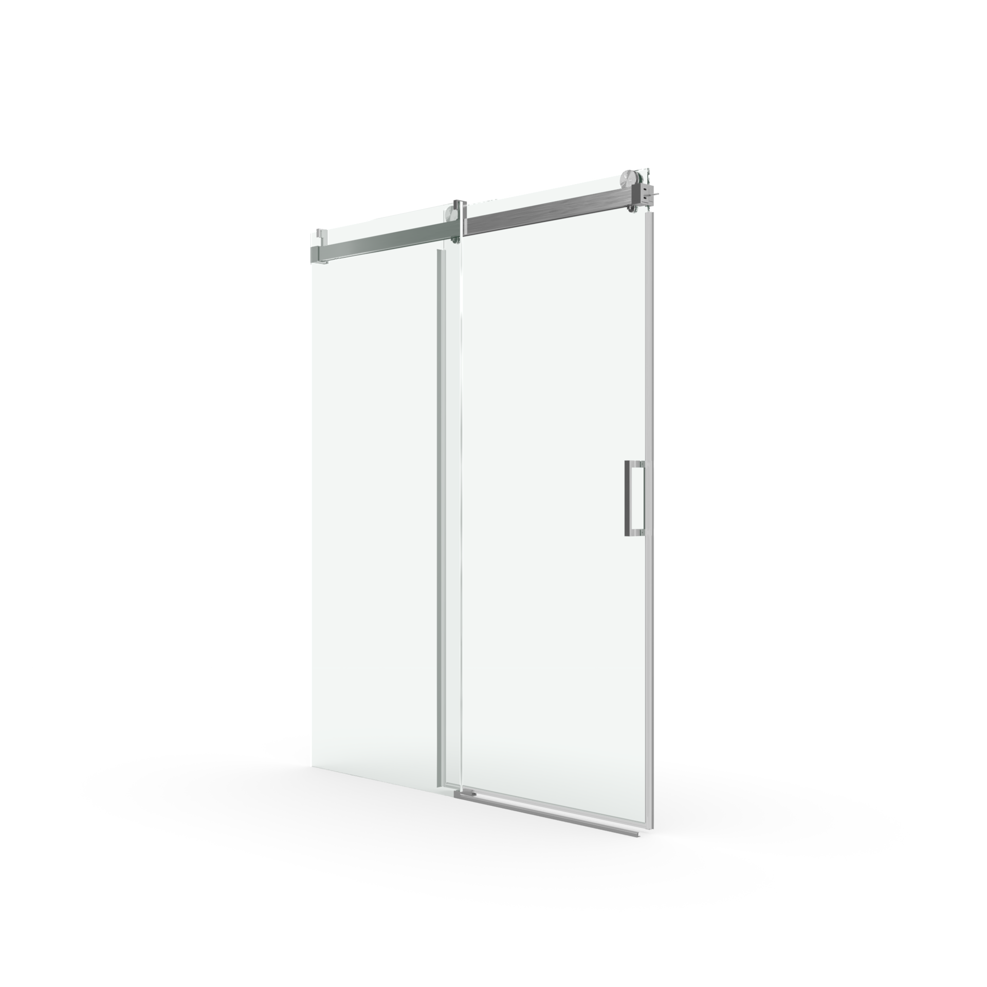 68 to 72 inches wide x 76 inches high frameless soft closing shower door 3/8 inches (10mm) thick brushed nickel solid glass 22D0