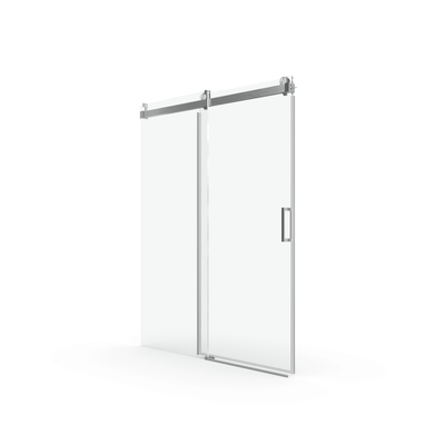 68 to 72 inches wide x 76 inches high frameless soft closing shower door 3/8 inches (10mm) thick brushed nickel solid glass 22D0
