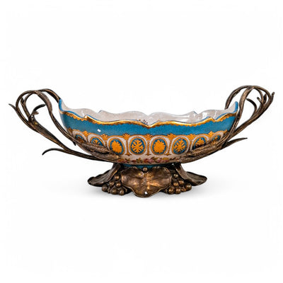 Scalloped Centerpiece Bowl with Bronze Ormolu handles