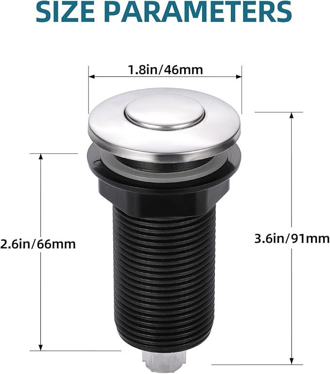 RQYEKDO Garbage Disposal Air Switch Kitchen Sink Top Long Stainless Steel Brushed Nickel Long 2.5