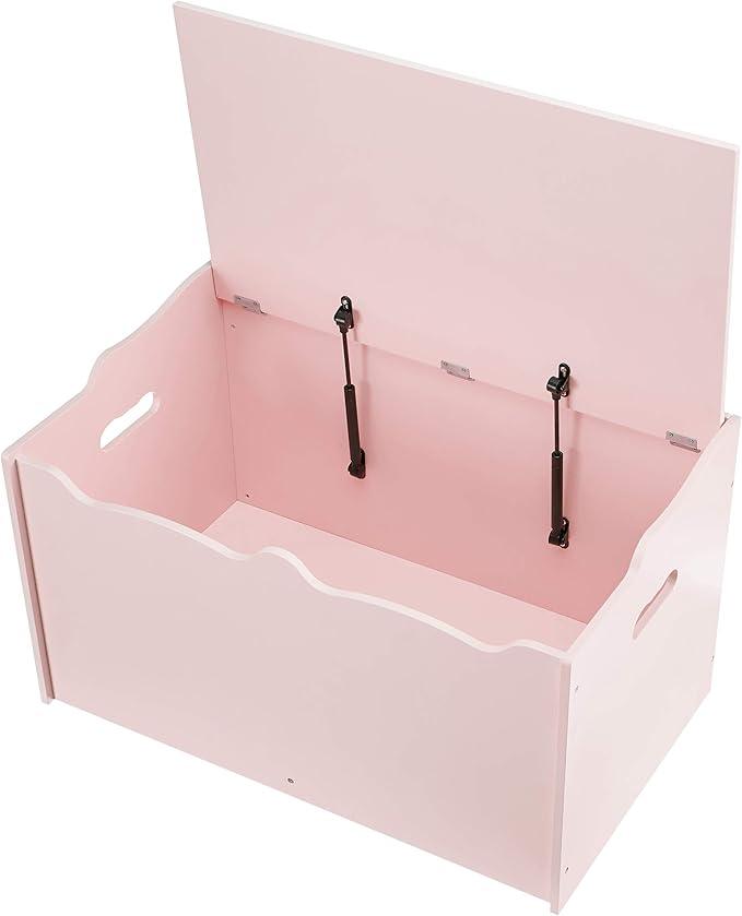 Amazon Basics Kids Toy Box, Wooden Organizer Storage Chest, Pink, 30