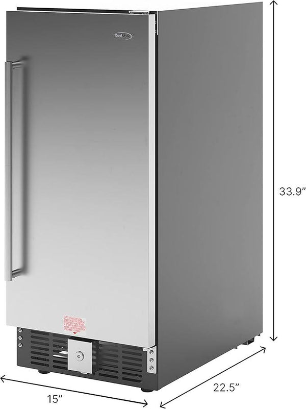 KoolMore 15” Inch 3 Cu. Ft. Built-In Mini Fridge for Food and Beverages with 3 Glass Shelves, Stainless Steel Door, LED Light for Home, Office, Garage, or Dorm Room Use (KM-BIR3C-SS)