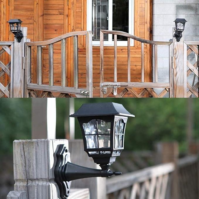 MAGGIFT 2 Pack Solar Wall Lantern Outdoor, Exterior Waterproof 15 Lumens Solar Sconce Light Fixture with Wall Mount Kit for Front Door Fence Garden Decor