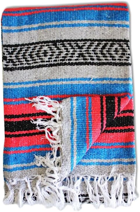 Del Mex Classic Mexican Blanket, Large Authentic Woven Falsa Throw (70