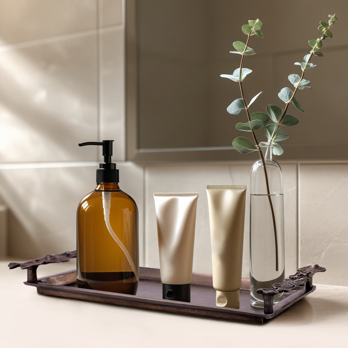 Gingko Grace – Modern Decorative Counter Accent Handmade Bathroom Vanity Tray Decozen