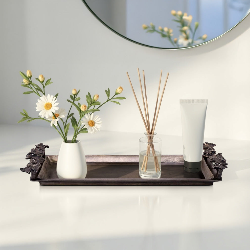 Gingko Grace – Modern Decorative Counter Accent Handmade Bathroom Vanity Tray Decozen