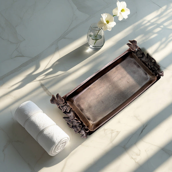Gingko Grace – Modern Decorative Counter Accent Handmade Bathroom Vanity Tray Decozen