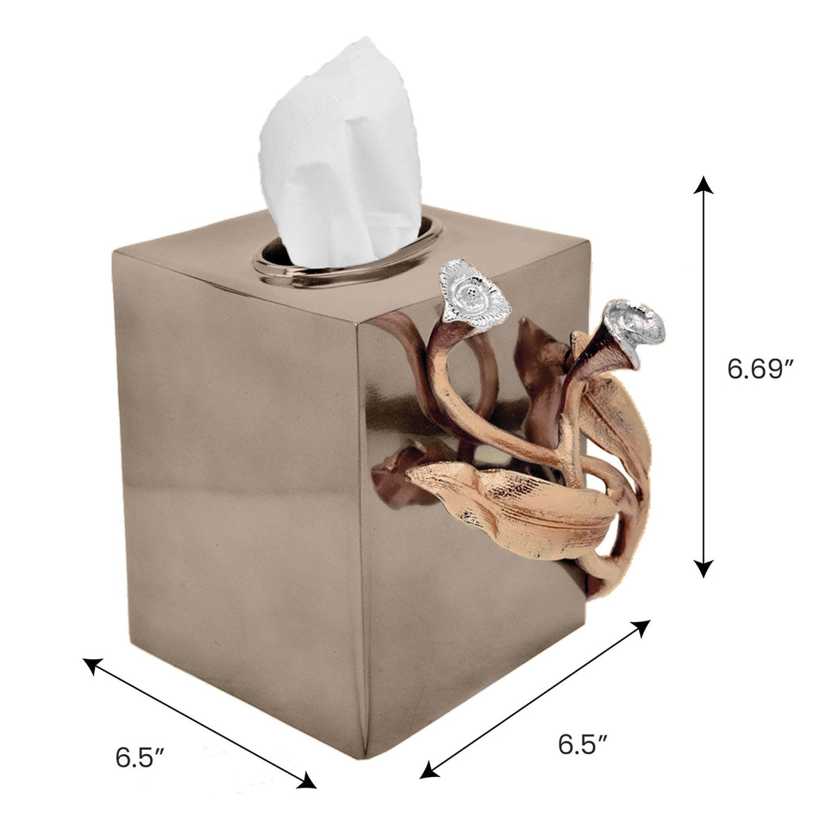 Tissue Box Cover – Calla Grace, Gold Finish