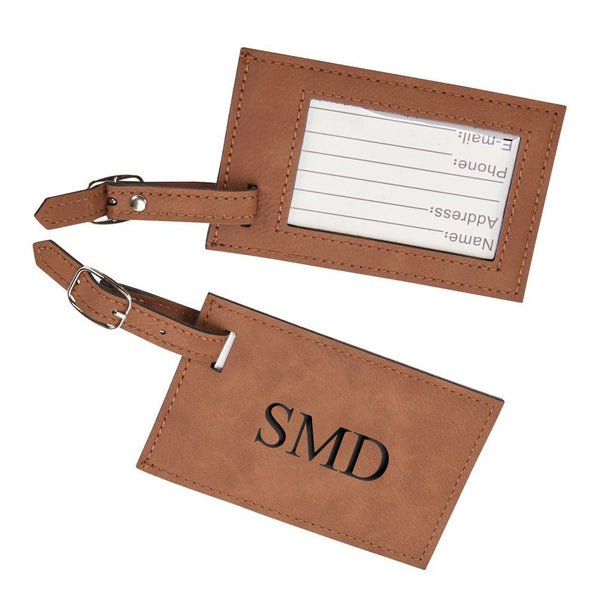 Leatherette Luggage Tag, Caramel 2.75