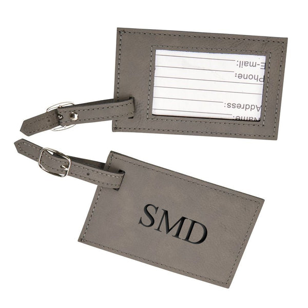 Leatherette Luggage Tag, Grey 2.75