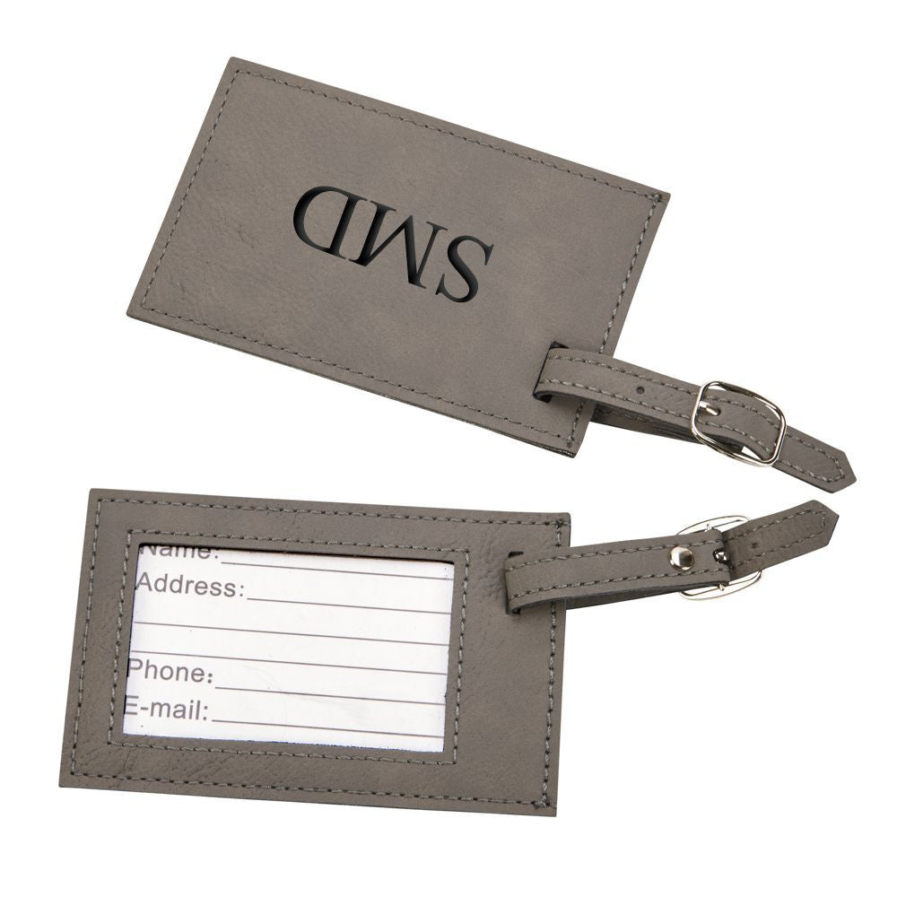 Leatherette Luggage Tag, Grey 2.75