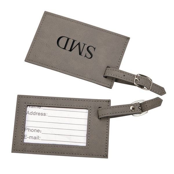 Leatherette Luggage Tag, Grey 2.75