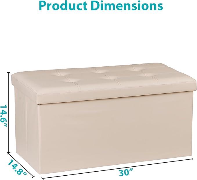 SUPER DEAL Folding Storage Ottoman Bench, 30 Inches Footrest Storage Bin with Padded Seat, Entryway Shoe Bench for Living Room Bedroom, 30