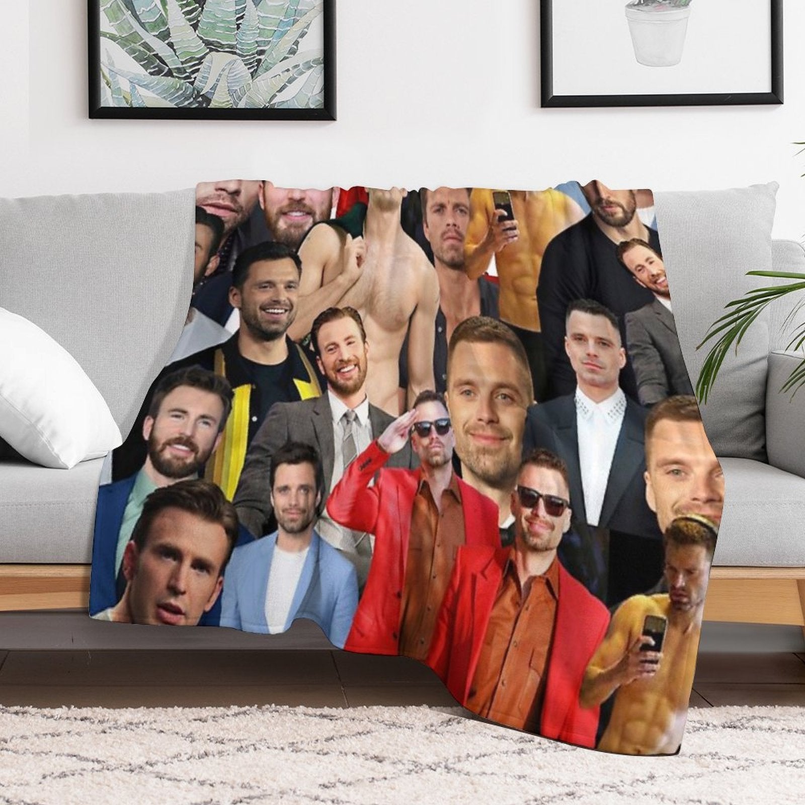 Chris Evans And Sebastian Stan Photo Collage Versatility Throw Blanket