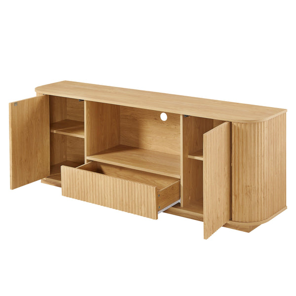 Ripple Modern TV Console – Soft Curves, Natural Wood Look