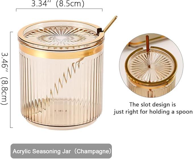 Acrylic Condiment Spice Jars,Condiment Spice Box With Lids and Spoons and Tray,Clear Plastic Sugar Salt Canisters,Seasoning Box 3 Pack,Seasoning Box Set for Kitchen to Storage Salt,Paprika,Sugar