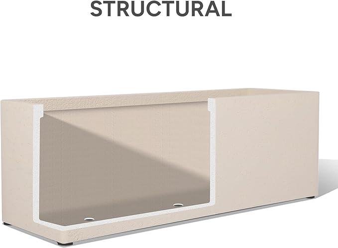 42 Inch Rectangular Concrete Planter（42Lx14Wx15H，58 Pounds）,Durable All-Weather Use with Drainage Holes,Large Rectangular Planter for Outdoor Indoor Plants
