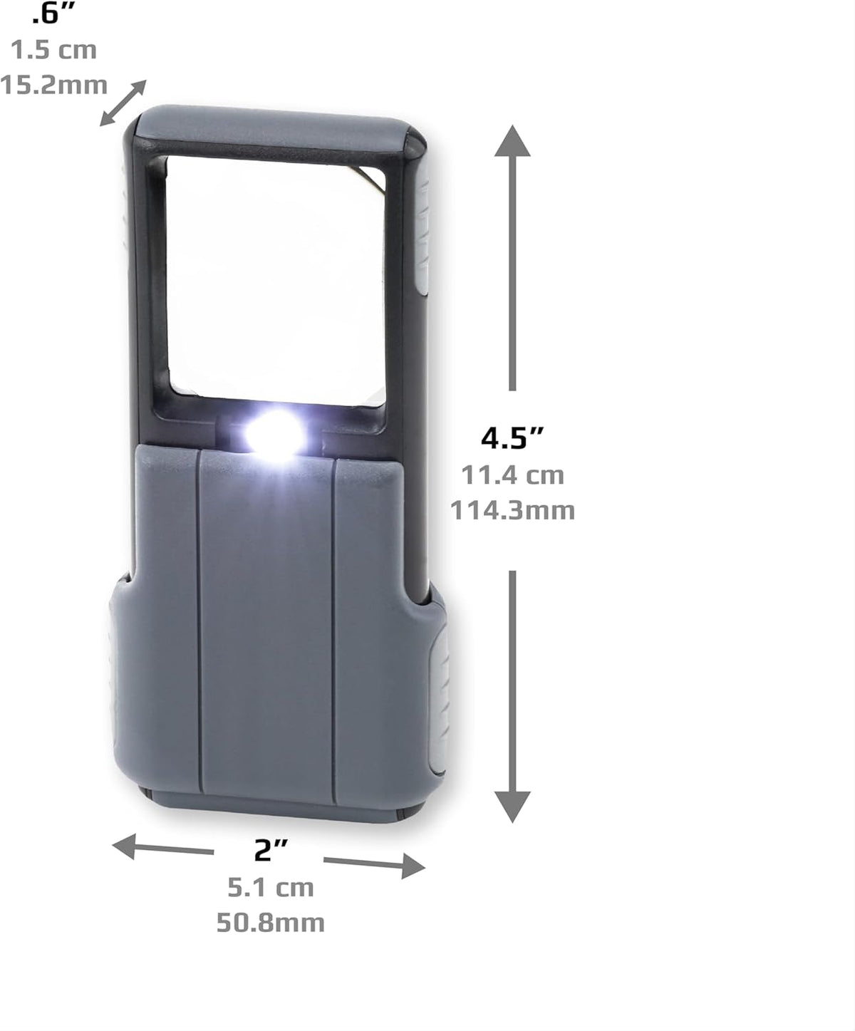 Compact 5X Magnifying Glass with Built-In LED Light & Protective Sleeve