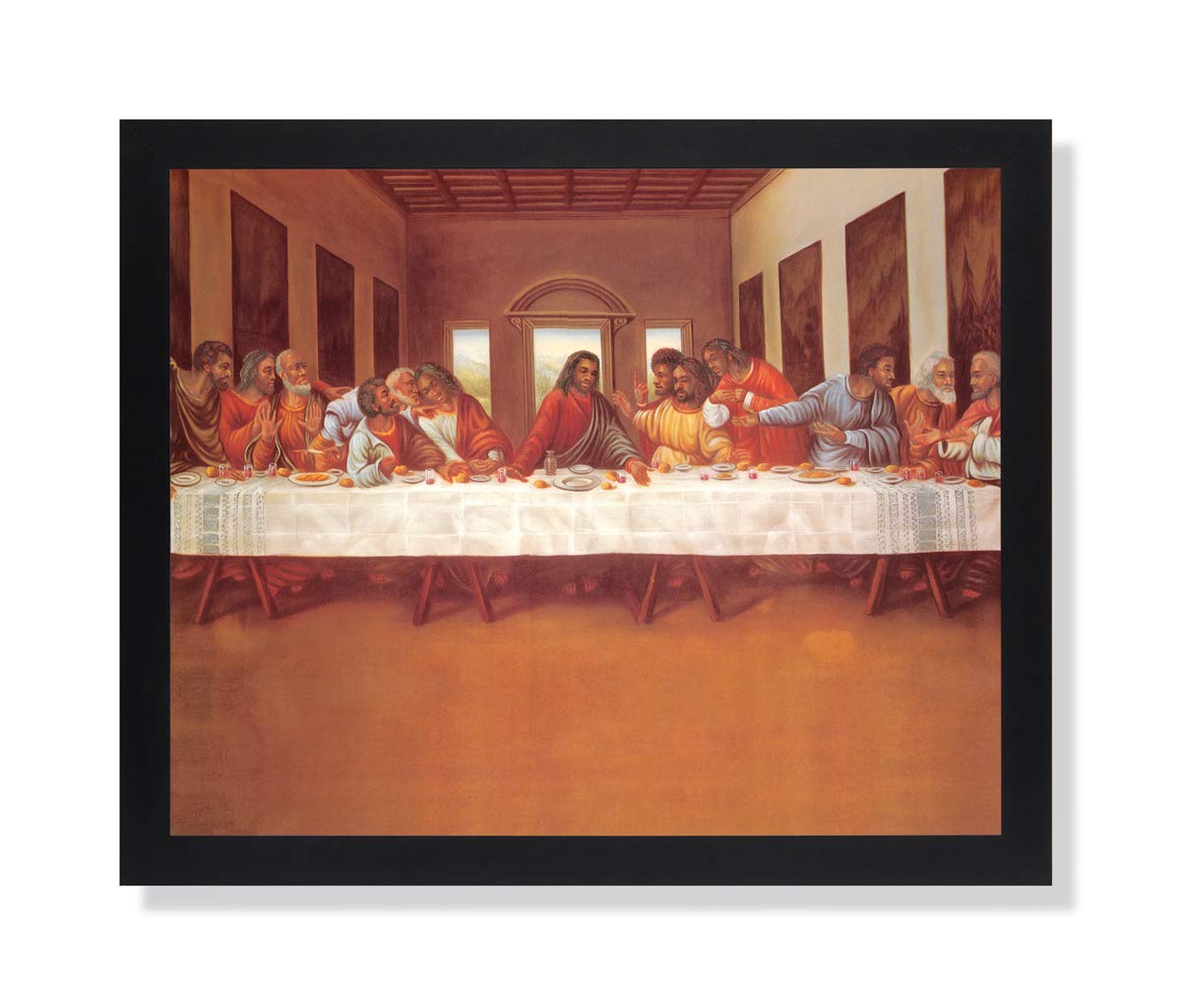 Black Framed Art Print – African American Last Supper Religious Wall Art