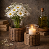 Woven Willow Glass Hurricane Holder