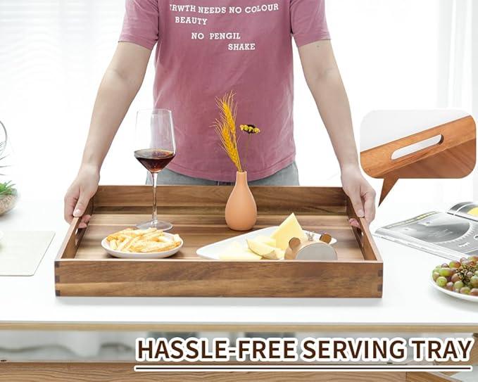 Extra Large Square Wood Tray, Generously 22