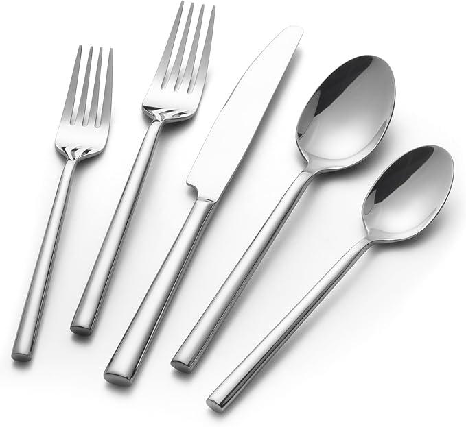 Alata Potter 20-Piece Forged Silverware Set Stainless Steel Flatware Set Cutlery Set,Service for 4,Mirror Finish,Dishwasher Safe