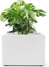 Metal Planter Box Rectangular Block-No Installation Required Galvanized Steel Long Box Planter Modern Outdoor Planters All-Weather Use with Drainage Holes for Patio/Porch,16 ×12×12IN（White）