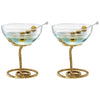 Snake Serpent Cocktail Glasses - 2 Set Gold Design Unique Reptile Inspired Barware