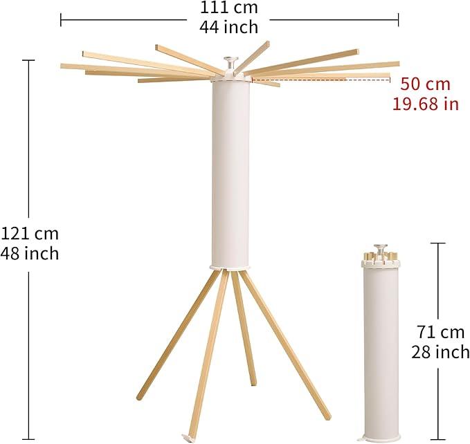 LEQ Drying Rack Portable,Foldable Drying Rack Clothing with 12 Wood Drying Arms, Standing Laundry Hanger Rack Round Collapsible & Portable Handle for Laundry Room, Balcony, Bedroom, RV