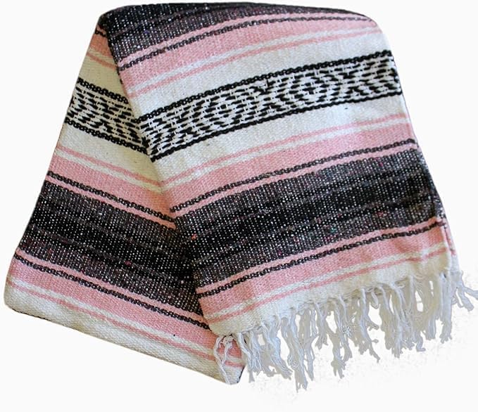 Del Mex Classic Mexican Blanket, Large Authentic Woven Falsa Throw (70
