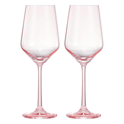 Monet Stemmed Wine Glassware, Pink, Set of 2