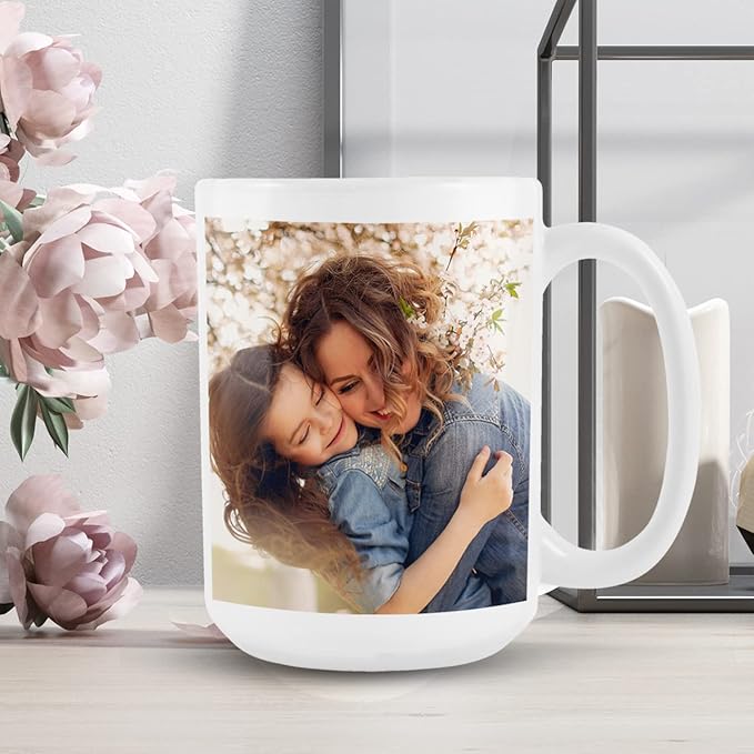 Personalized Coffee Mug – Custom Photo, Text, or Logo Ceramic Mug Tea Cup | Taza Personalizada with Picture or Message | Customized Gift Idea for Men & Women, Mom, Dad, Friends - White/Red | 15oz