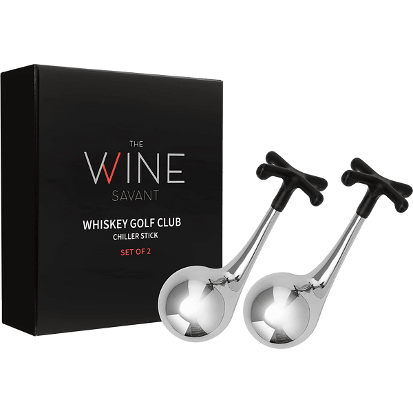 Golf Stick Shaped Stainless Steel Whiskey Stones, Whiskey Rocks, Great for Entertaining Guests, 2 Stones Rocks Cubes for Whiskey, Bourbon Vodka, Scotch, Metal Chillers Golf Gifts for Dad