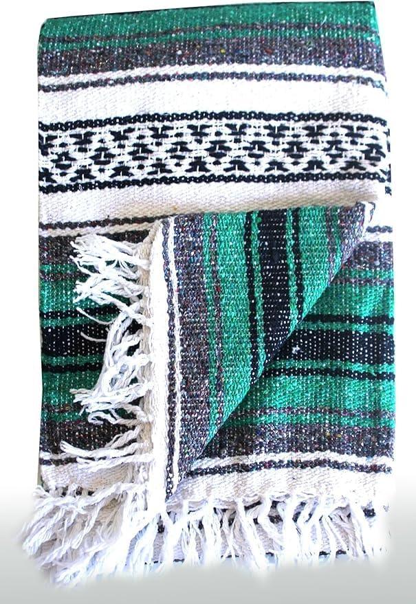 Del Mex Classic Mexican Blanket, Large Authentic Woven Falsa Throw (70
