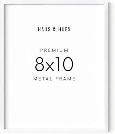 HAUS AND HUES White 8x10 Picture Frame - Modern Aluminum Wall Art Display - Minimalist, Lightweight 8x10 White Frame for Art Prints, Photos, Posters - Ready-to-Hang Vertically & Horizontally