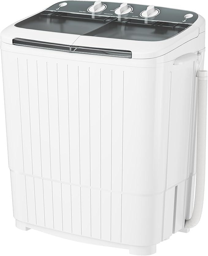 Pataku Portable Washing Machine, 17.6 Lbs Compact Mini Washer and Dryer Combo,Twin Tub Laundry Washer with Spin Cycle, Soaking Function Ideal for Apartment, Dorms, RVs Camping, Grey