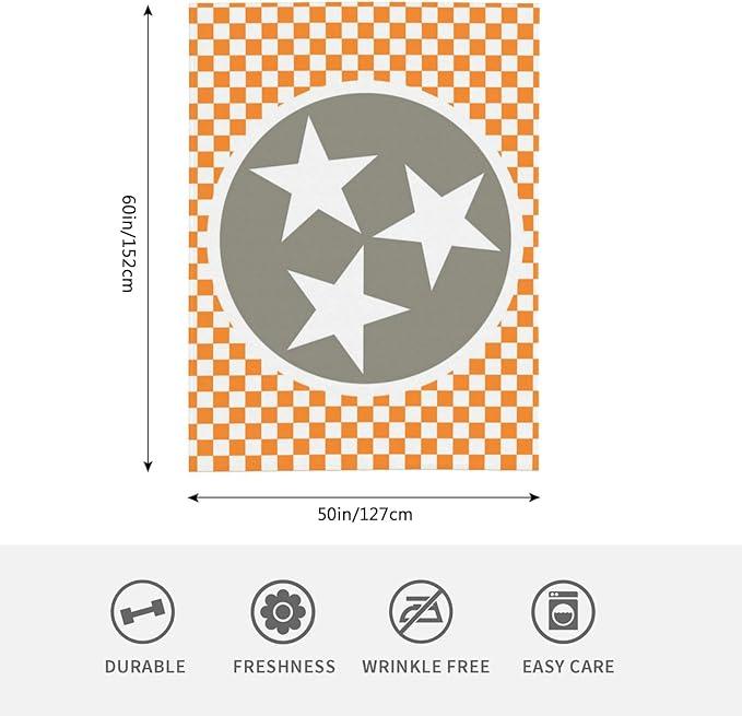HGOD DESIGNS Tennessee Throw Blanket Ultra Soft Warm All Season Tennessee Orange Grey Star Flag Decorative Fleece Blankets for Bed Chair Car Sofa Couch Bedroom 50