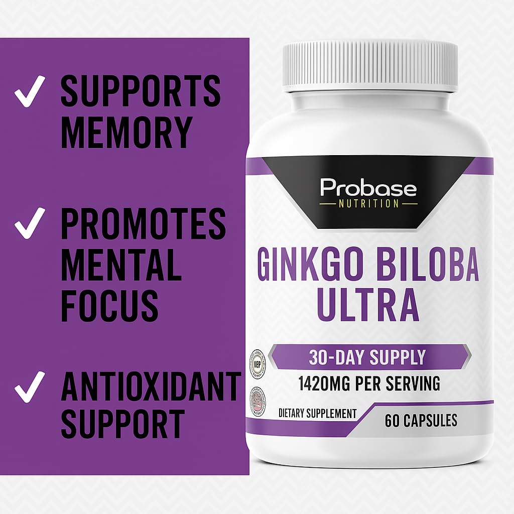 Probase Nutrition Ginkgo Biloba Ultra 60 Capsules 30-Day Supply