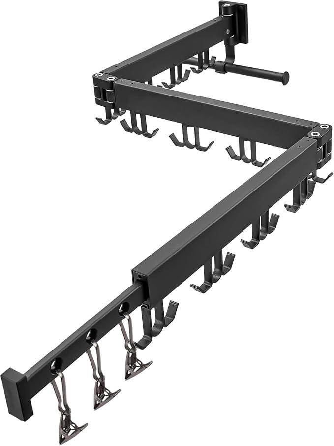 Wall Mounted Clothes Drying Rack,Drying Rack Clothing Wall Mount with Foldable Features(Tri-Fold),Space Saver,Wall Mounted Drying Rack for Laundry Balcony Bathroom (Black)