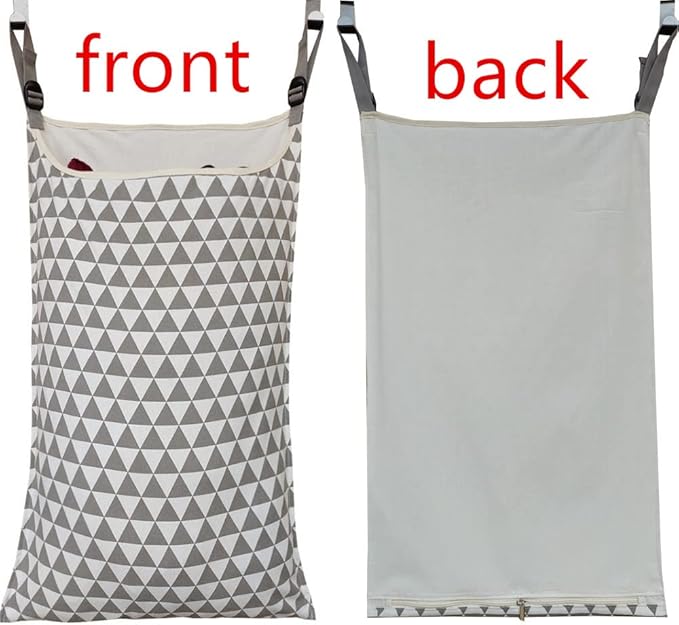 Adjustable Space Saving Door Hanging Laundry Hamper Bag with Over Door Hooks for Dirty Laundry