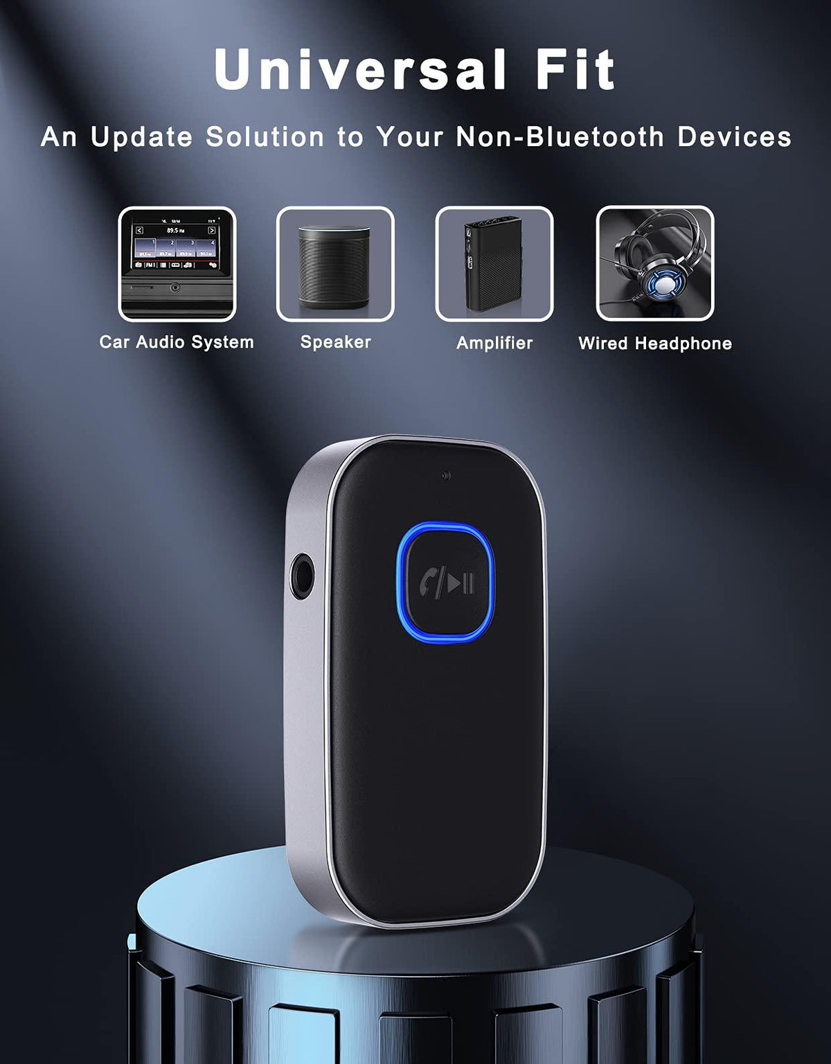 Bluetooth Receiver for Car, Noise Cancelling 3.5mm AUX Adapter