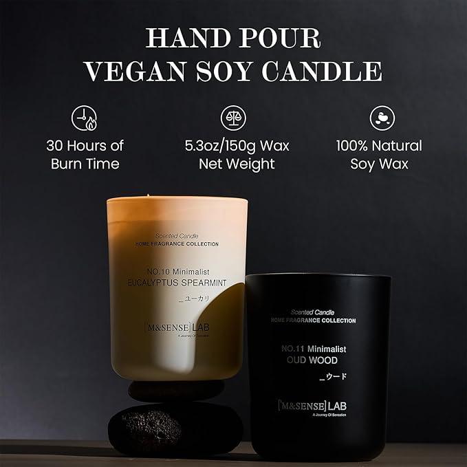 M&SENSE Natural Soy Candle| Vanilla Sandalwood | 5.3 oz | Minimalist Scented Candle for Relaxation, Gifting, Home Décor | for Bedroom, Office, Party Small