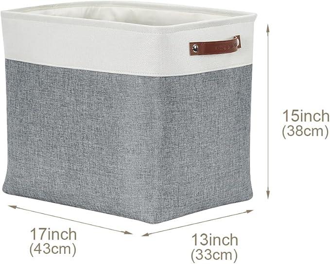 DECOMOMO Extra Large Storage Baskets 54.5L Fabric Storage Bins for Organizing Linen Closet, Toys, Nursery (Slate Grey and White, XXXL - 3 pack)