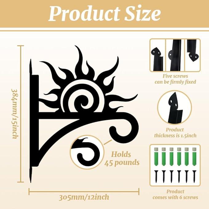 peacoblue Iron Plant Hangers Hooks Sunrise for Outdoor Indoor Hanging Plants Flower Fern Pots Lantern Bird Feeder Wind Chimes, 12