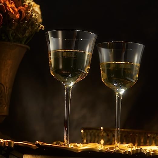 Vintage Crystal Nick & Nora/Wine Coupe Glasses - Set of 2 - Clear Radiance - Cocktails, Wine, Whiskey, Gin, Cocktail Glass - Hand Blown Classy Glass - Timeless Art Deco Design - Long Stemmed (5 OZ)