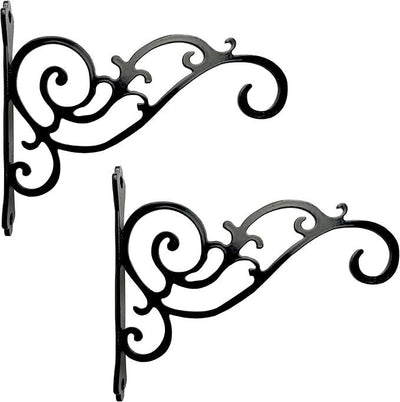N+A Sunshine Iron Metal Hanging Planter Bracket, 2 Pack Wall Hooks for Hanging Birds Feeders, Latern, Wind Chimes, Coat, Decorative Indoor Outdoor (Black)
