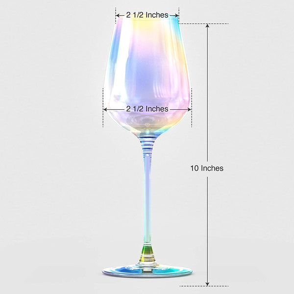Iridescent Luster Large Radiance Wine Glasses - White Pearl Whimsy and Nostalgia Large Red Wine or White Wine Glass In An Elegant Gift Box