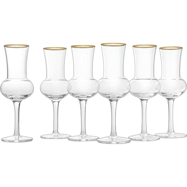 The Wine Savant Crystal Set of 6 Grappa Glasses 3oz Post Dinner Drinks, Italian Tulip Shape, Tasting Glasses, Perfect For Nosing and Sipping, Glasses for Absinthe, Aperol, Sherry, Aperitif, Scotch