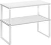 SONGMICS Cabinet Organizer Shelf, Set of 2 Kitchen Counter Shelves, Kitchen Storage, Spice Rack, Stackable, Expandable, Metal and Engineered Wood, Cloud White and Snow White UKCS025W01